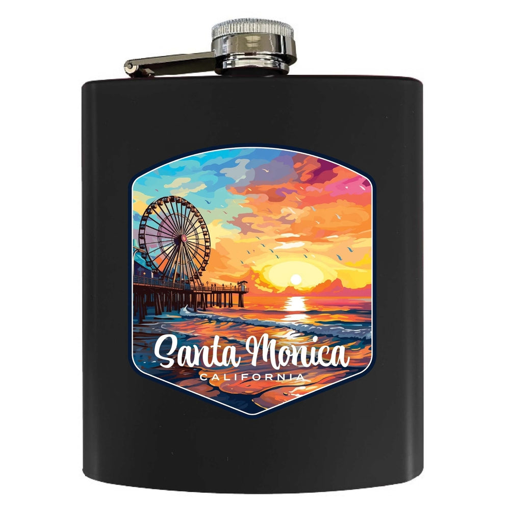 Santa Monica California Design A Souvenir 7 oz Steel Flask Matte Finish Image 2