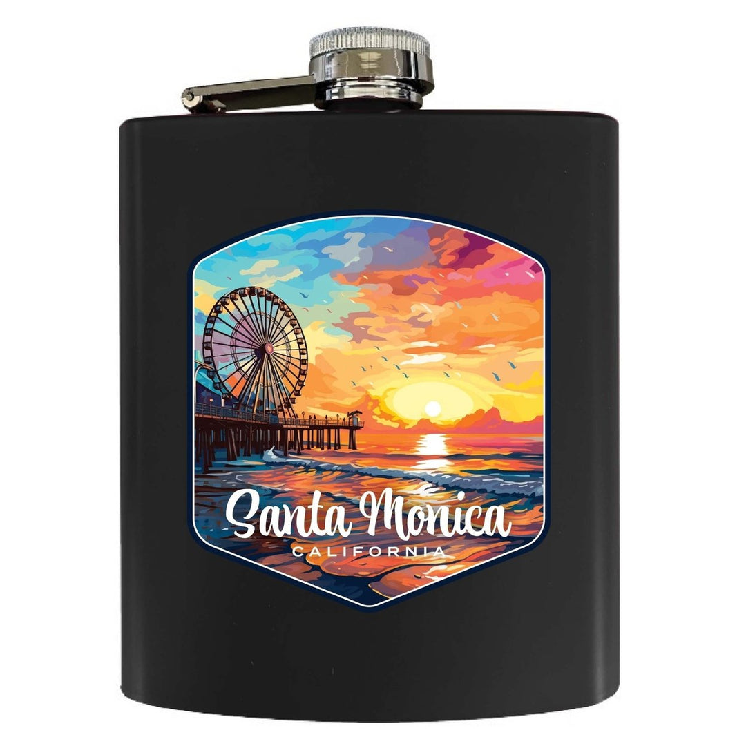 Santa Monica California Design A Souvenir 7 oz Steel Flask Matte Finish Image 1