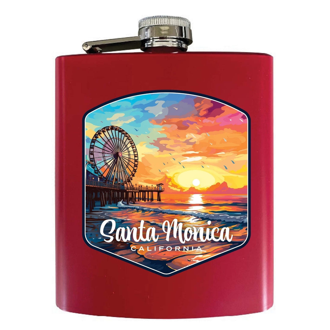 Santa Monica California Design A Souvenir 7 oz Steel Flask Matte Finish Image 3