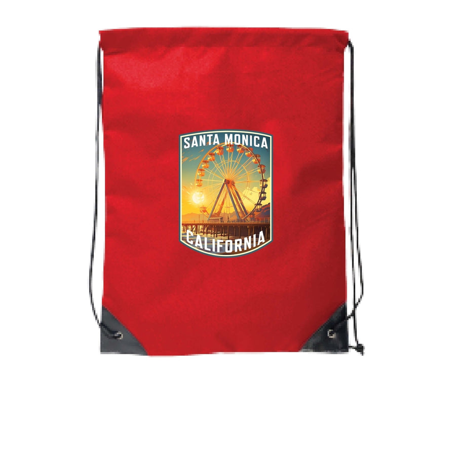 Santa Monica California Design C Souvenir Cinch Bag with Drawstring Backpack Image 1