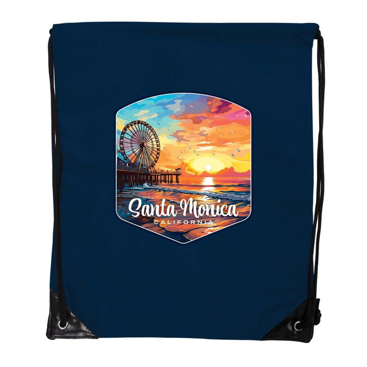 Santa Monica California Design A Souvenir Cinch Bag with Drawstring Backpack Image 1