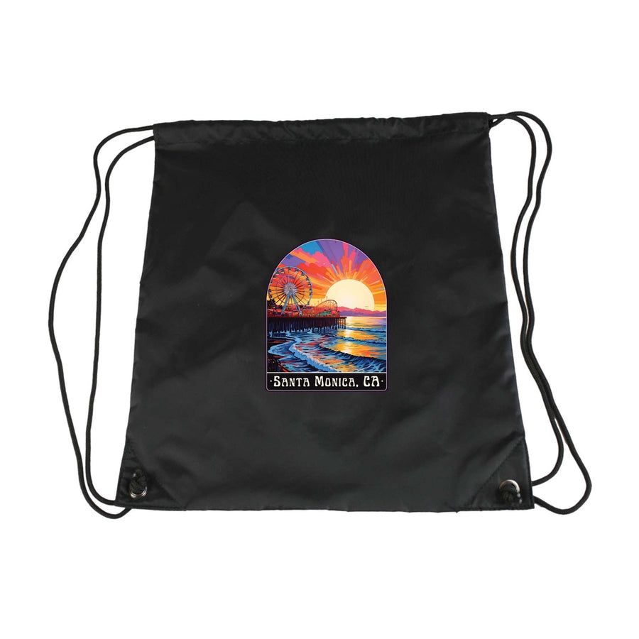 Santa Monica California Design B Souvenir Cinch Bag with Drawstring Backpack Image 1