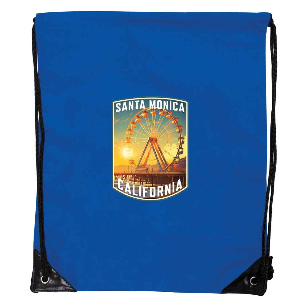 Santa Monica California Design C Souvenir Cinch Bag with Drawstring Backpack Image 2