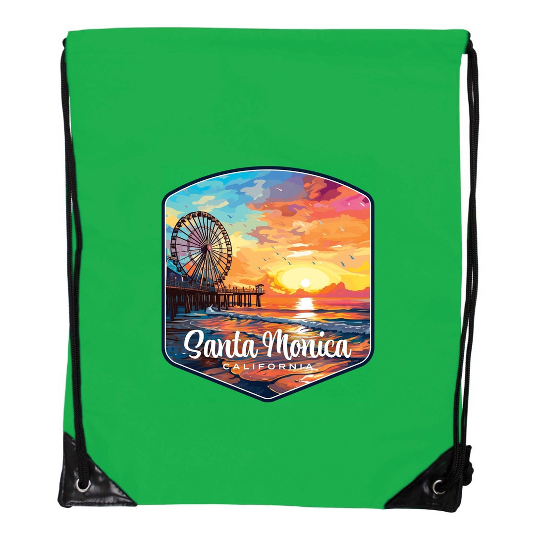 Santa Monica California Design A Souvenir Cinch Bag with Drawstring Backpack Image 4