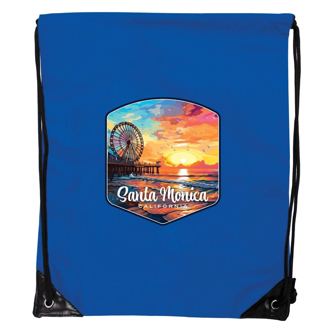 Santa Monica California Design A Souvenir Cinch Bag with Drawstring Backpack Image 1