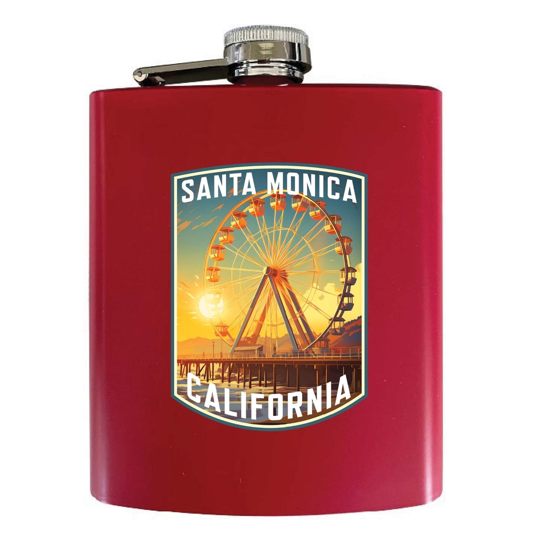 Santa Monica California Design C Souvenir 7 oz Steel Flask Matte Finish Image 3