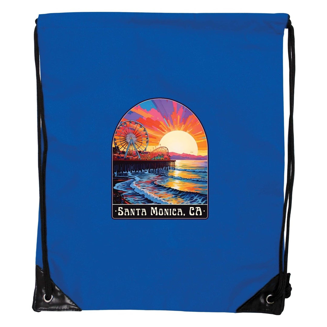 Santa Monica California Design B Souvenir Cinch Bag with Drawstring Backpack Image 1