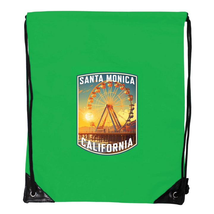 Santa Monica California Design C Souvenir Cinch Bag with Drawstring Backpack Image 3