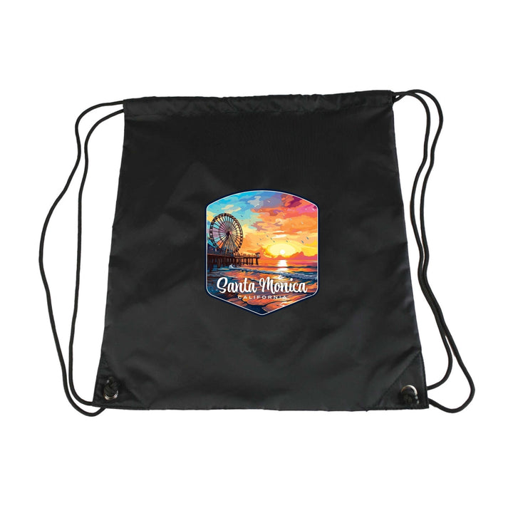 Santa Monica California Design A Souvenir Cinch Bag with Drawstring Backpack Image 6