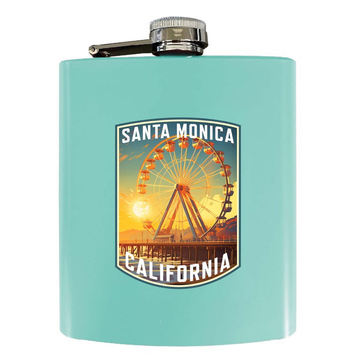 Santa Monica California Design C Souvenir 7 oz Steel Flask Matte Finish Image 4