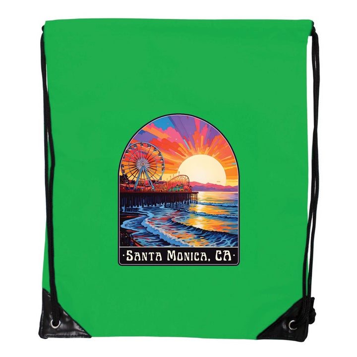 Santa Monica California Design B Souvenir Cinch Bag with Drawstring Backpack Image 3