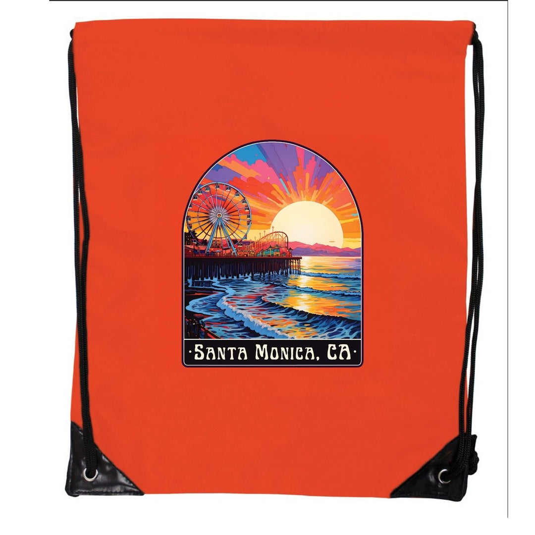 Santa Monica California Design B Souvenir Cinch Bag with Drawstring Backpack Image 1