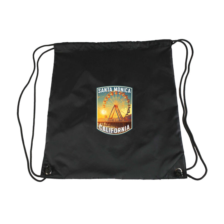 Santa Monica California Design C Souvenir Cinch Bag with Drawstring Backpack Image 4