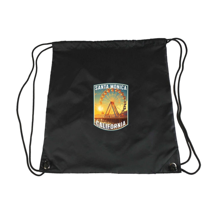 Santa Monica California Design C Souvenir Cinch Bag with Drawstring Backpack Image 1