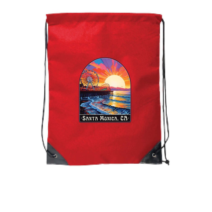 Santa Monica California Design B Souvenir Cinch Bag with Drawstring Backpack Image 1