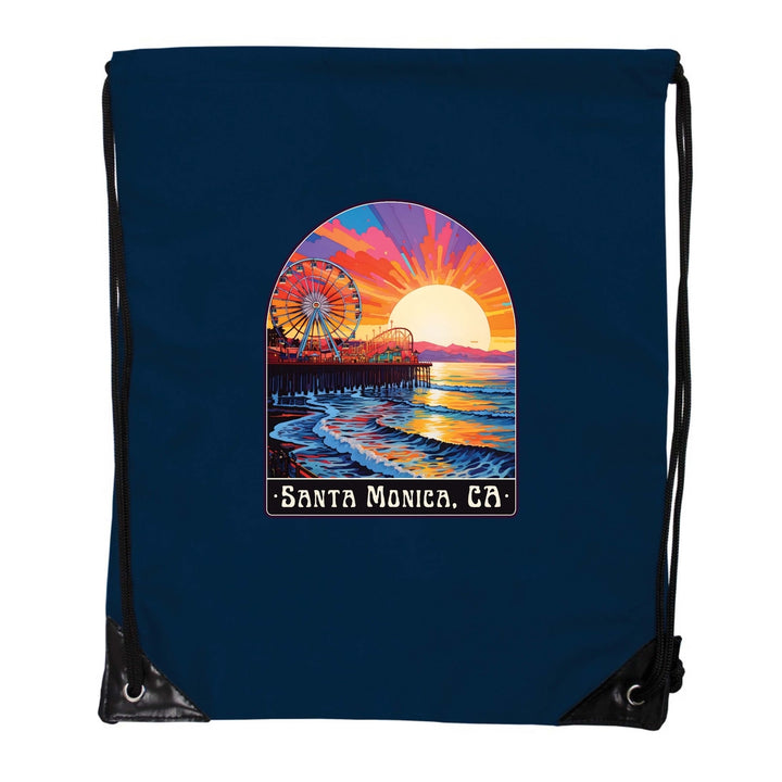 Santa Monica California Design B Souvenir Cinch Bag with Drawstring Backpack Image 6