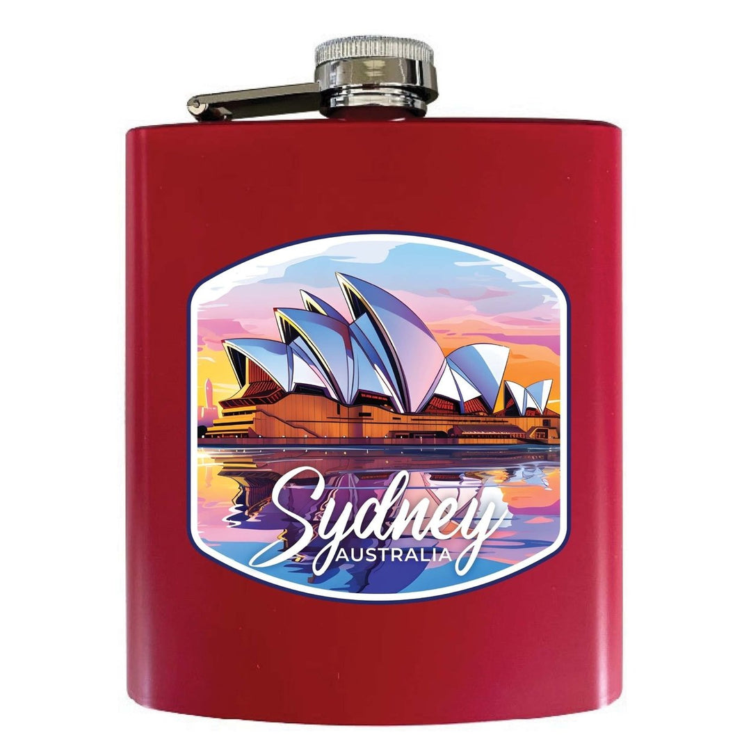 Sydney Australia Design A Souvenir 7 oz Steel Flask Matte Finish Image 1