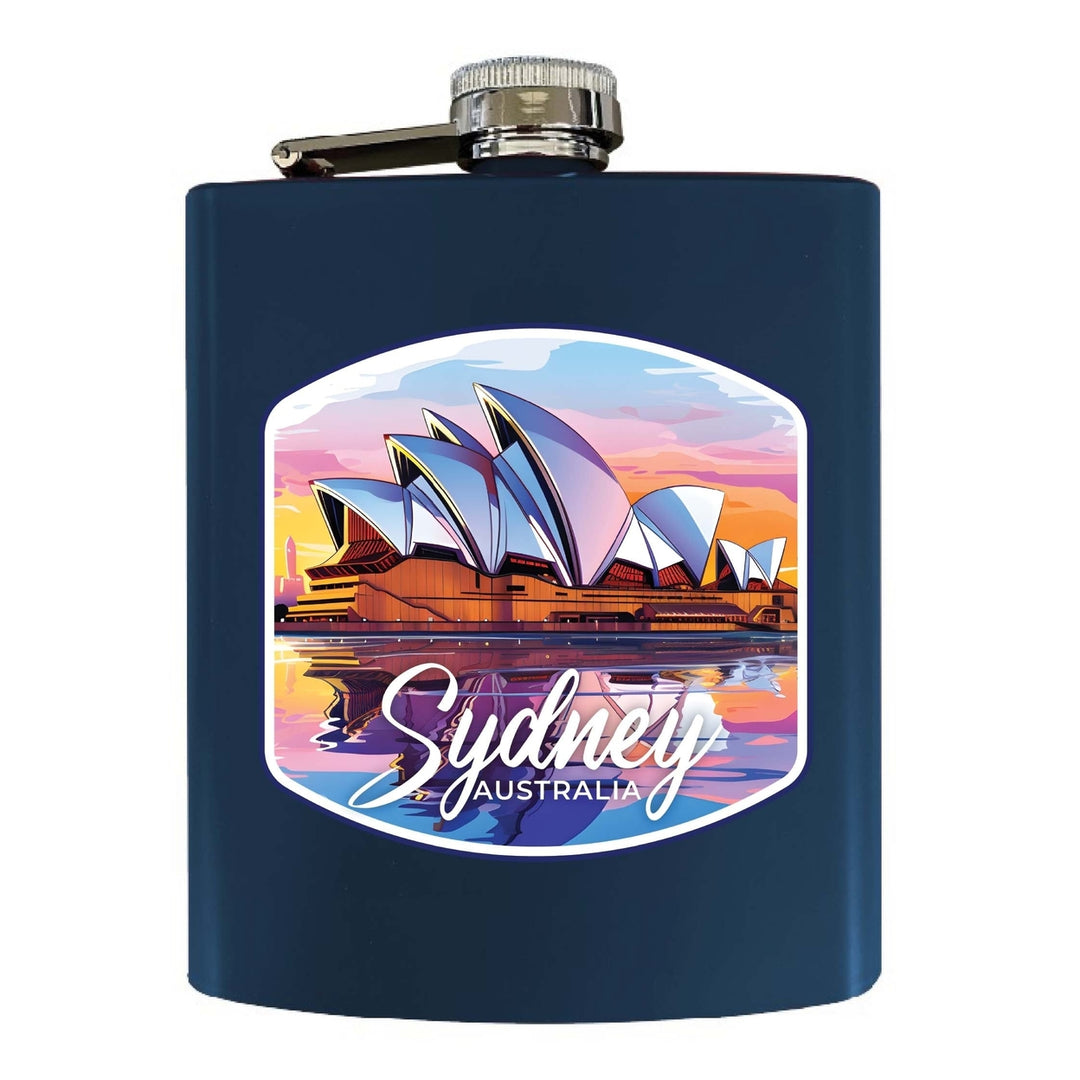 Sydney Australia Design A Souvenir 7 oz Steel Flask Matte Finish Image 3