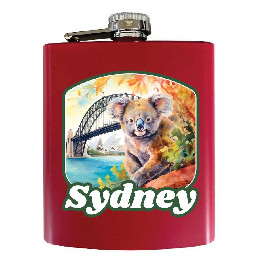 Sydney Australia Design C Souvenir 7 oz Steel Flask Matte Finish Image 1