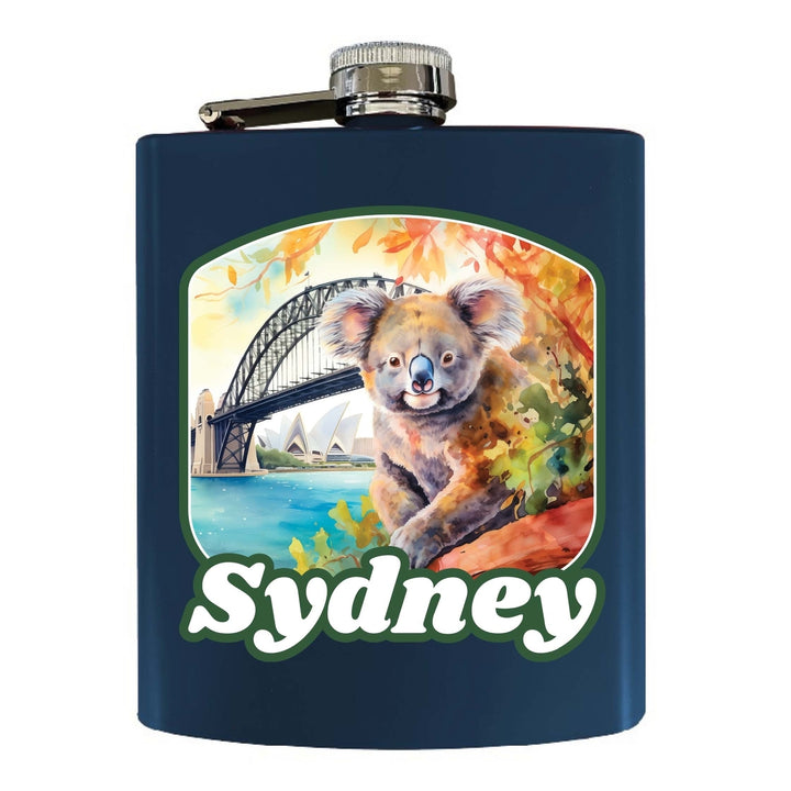Sydney Australia Design C Souvenir 7 oz Steel Flask Matte Finish Image 3