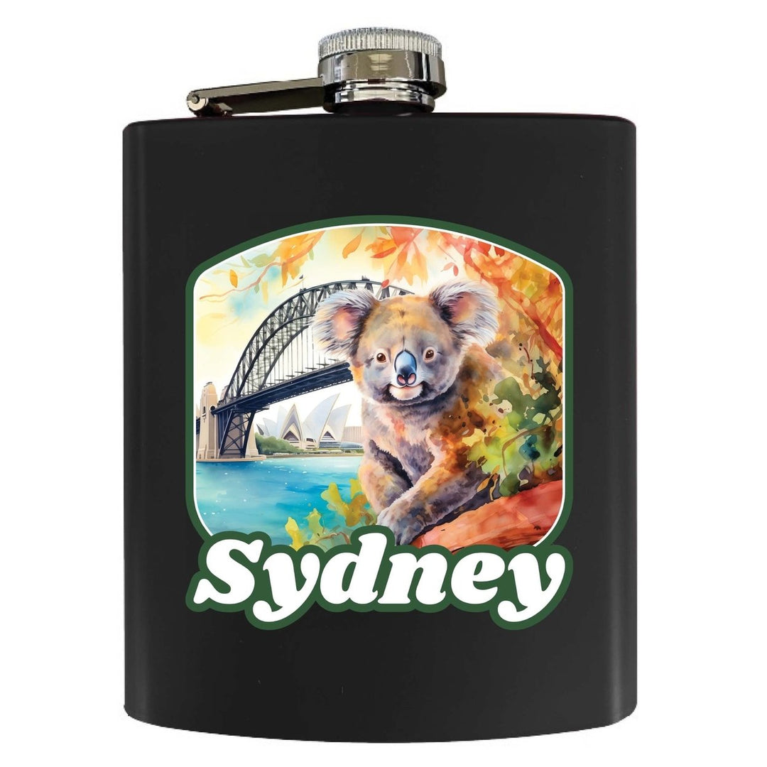 Sydney Australia Design C Souvenir 7 oz Steel Flask Matte Finish Image 1