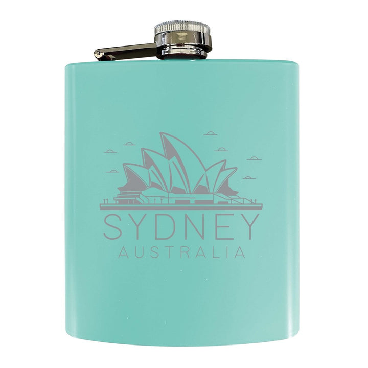 Sydney Australia Souvenir 7 oz Engraved Steel Flask Matte Finish Image 3