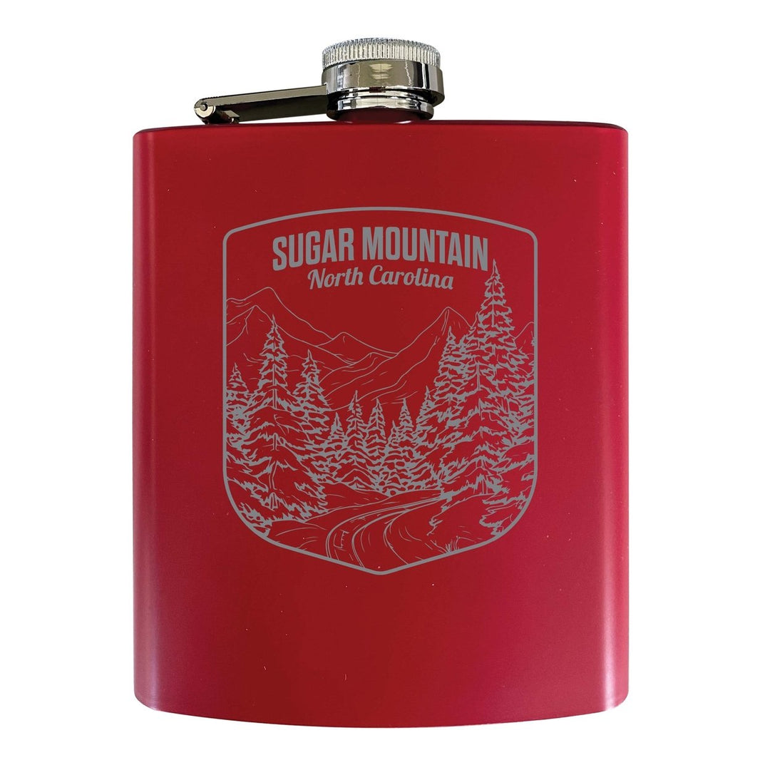 Sugar Mountain North Carolina Souvenir 7 oz Engraved Steel Flask Matte Finish Image 1