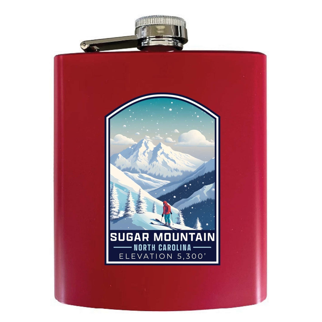 Sugar Mountain North Carolina Design B Souvenir 7 oz Steel Flask Matte Finish Image 3