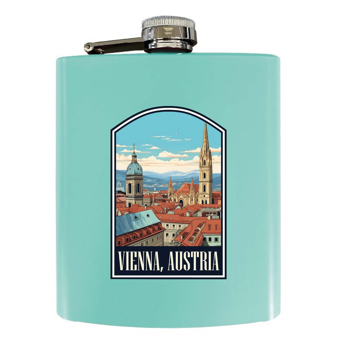 Vienna Austria Design B Souvenir 7 oz Steel Flask Matte Finish Image 1