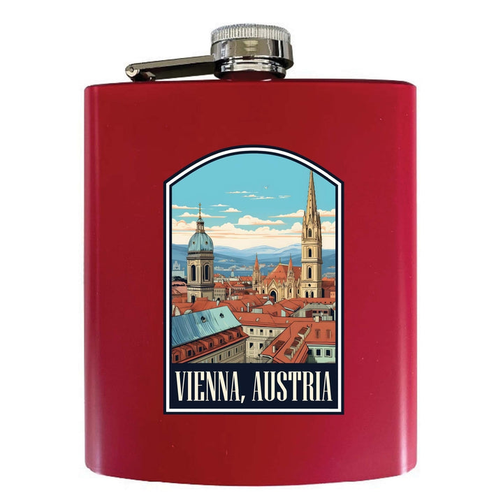 Vienna Austria Design B Souvenir 7 oz Steel Flask Matte Finish Image 2