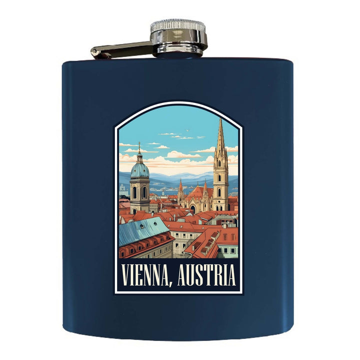 Vienna Austria Design B Souvenir 7 oz Steel Flask Matte Finish Image 3