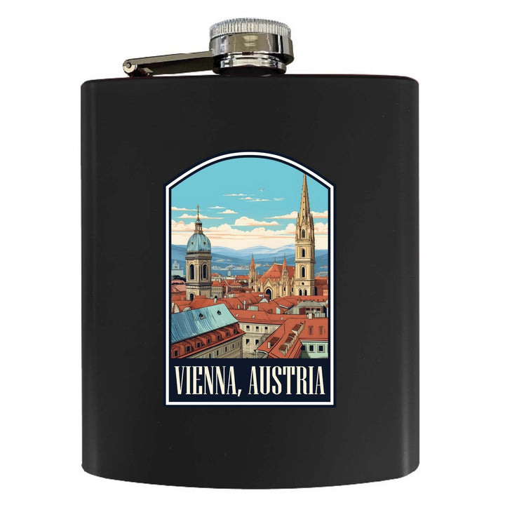 Vienna Austria Design B Souvenir 7 oz Steel Flask Matte Finish Image 4