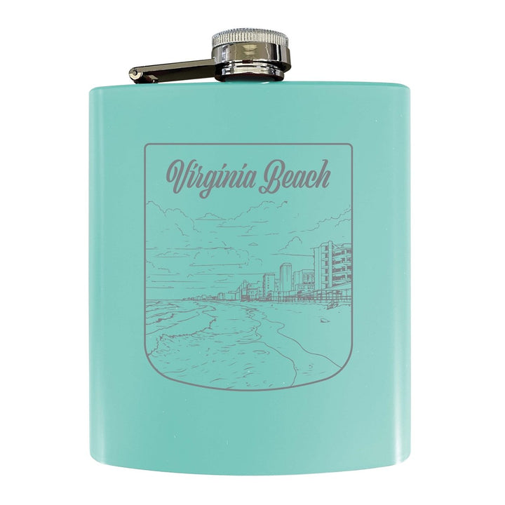 Virginia Beach Virginia Souvenir 7 oz Engraved Steel Flask Matte Finish Image 1