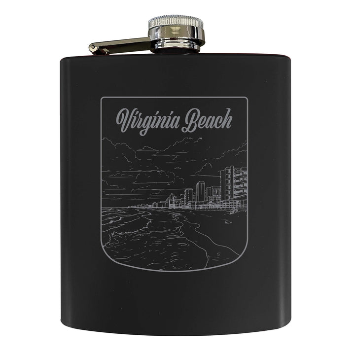 Virginia Beach Virginia Souvenir 7 oz Engraved Steel Flask Matte Finish Image 4