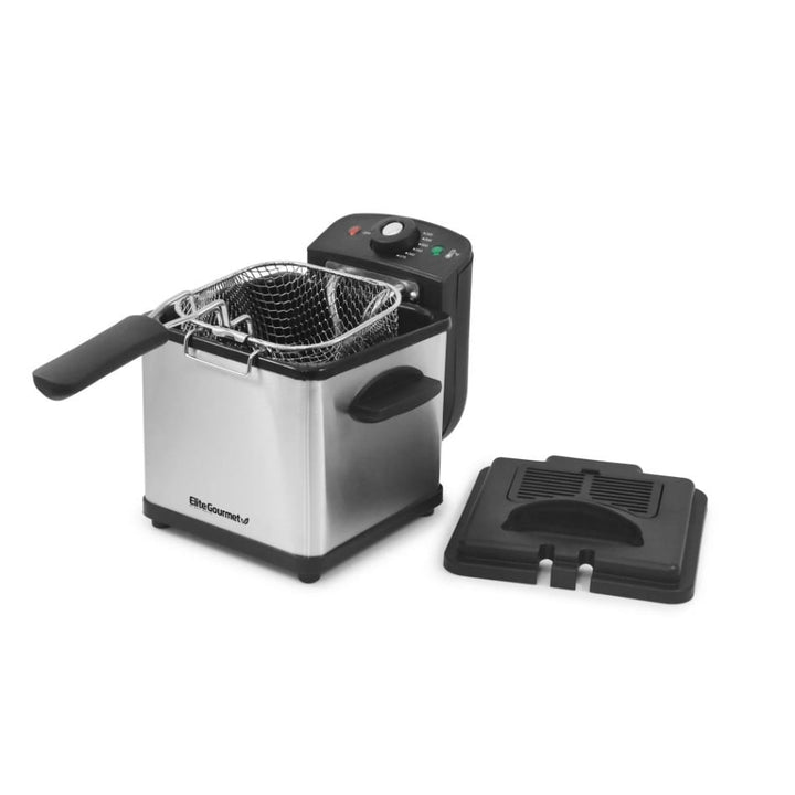 Elite Gourmet 1.6 quart Deep Fryer Stainless Steel- Image 1