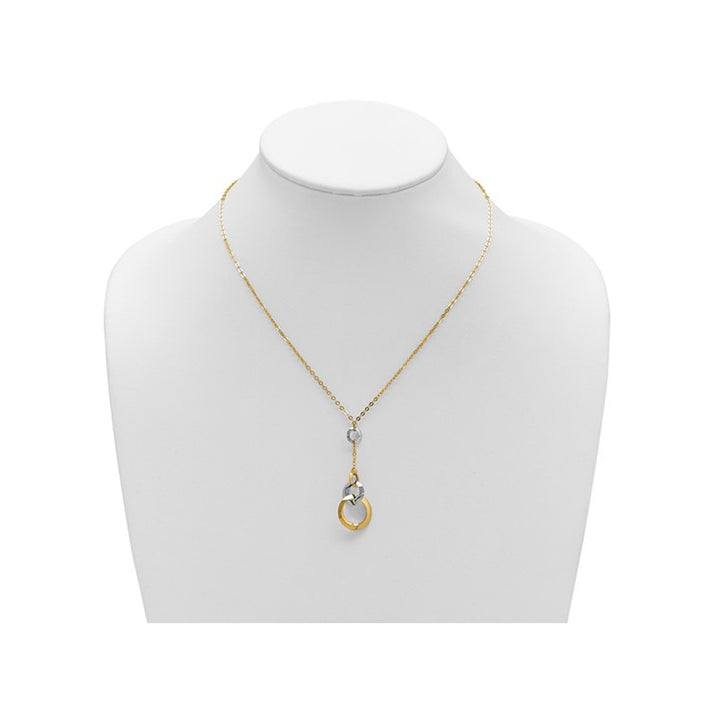 14K Yellow and White Gold Multi Circle Pendant Necklace with Chain (17.75 Inches) Image 3