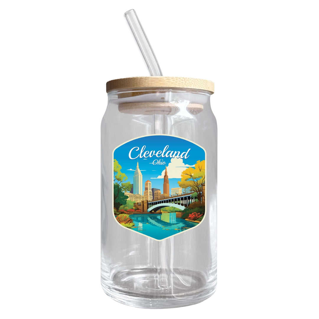 Cleveland Ohio Design B Souvenir 12 oz Beer Can Glass Image 1