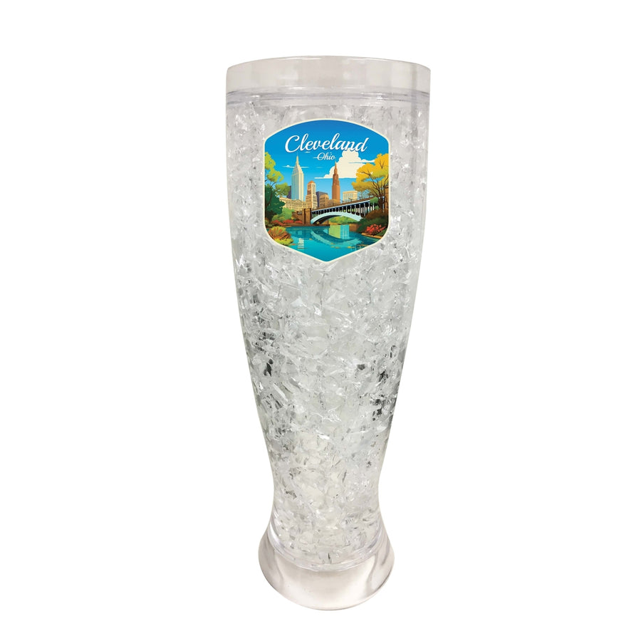 Cleveland Ohio Design B Souvenir 16 oz Plastic Broken Glass Frosty Mug Image 1