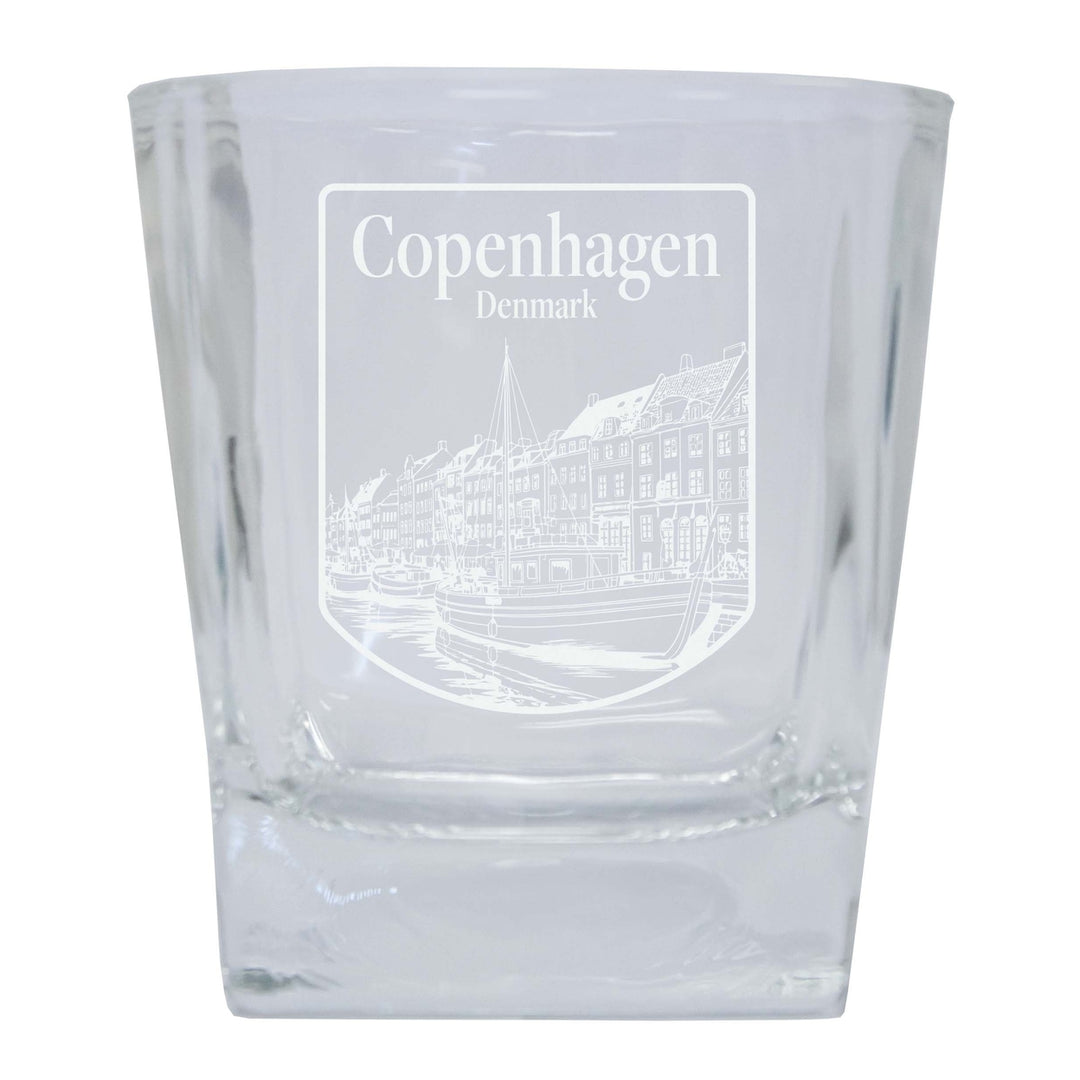 Copenhagen Denmark Souvenir 10 oz Engraved Whiskey Glass Rocks Glass Image 1