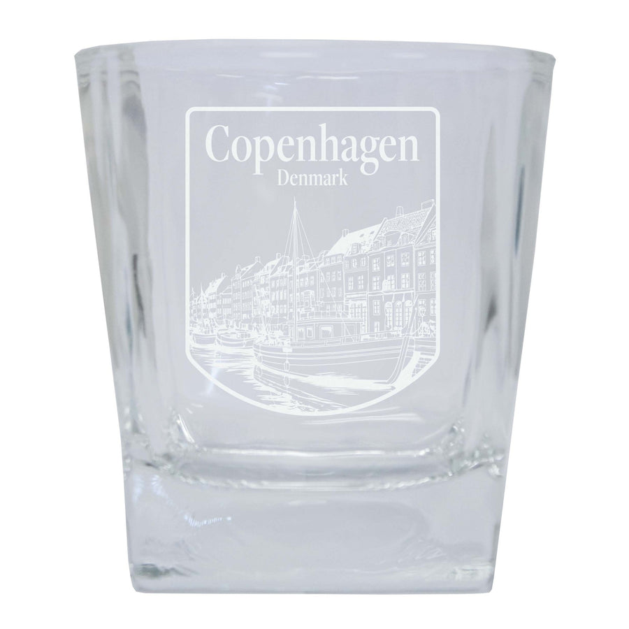 Copenhagen Denmark Souvenir 10 oz Engraved Whiskey Glass Rocks Glass Image 1