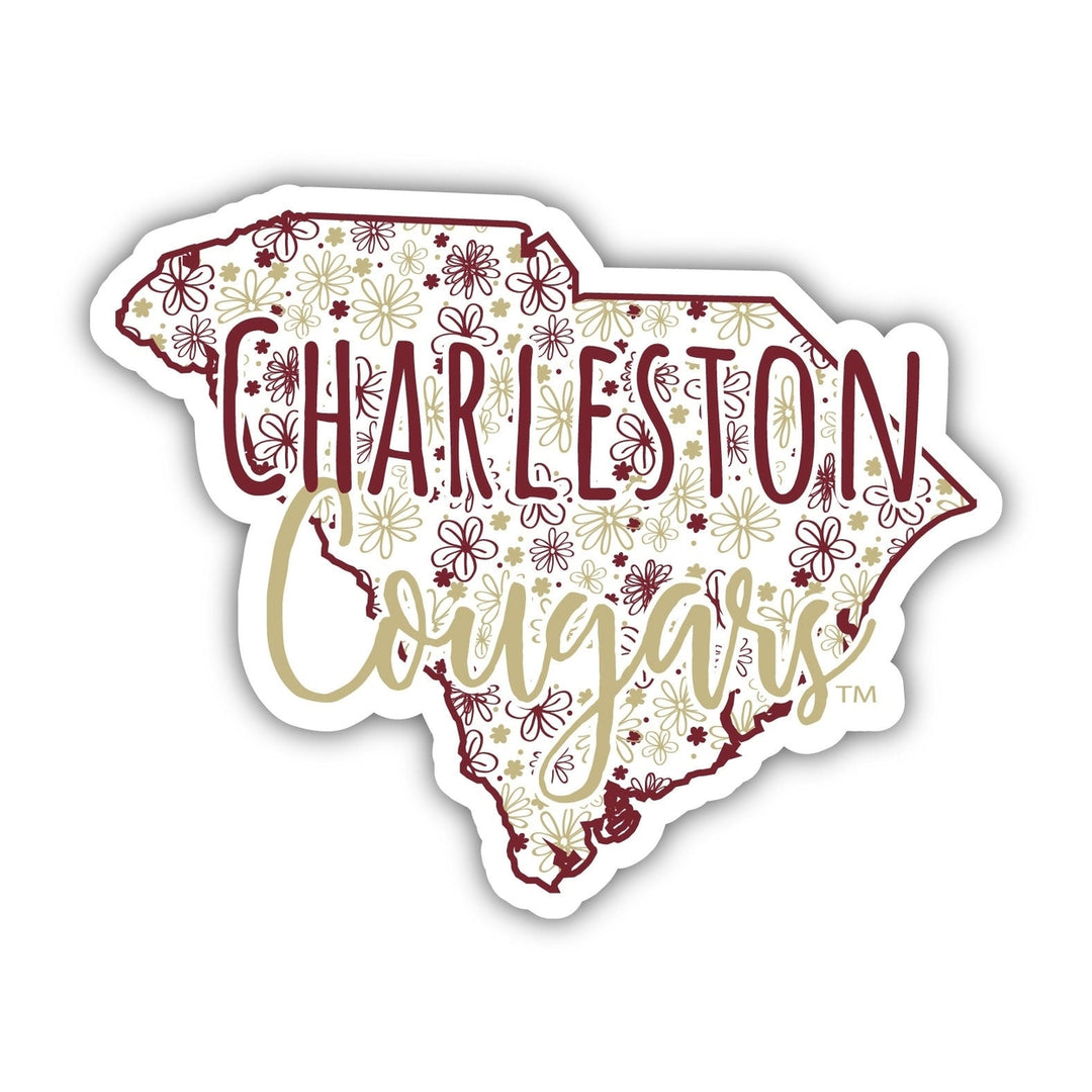 Cougars of Charleston Floral State Die Cut Decal 4-Inch Officially Licensed Collegiate Product Image 1