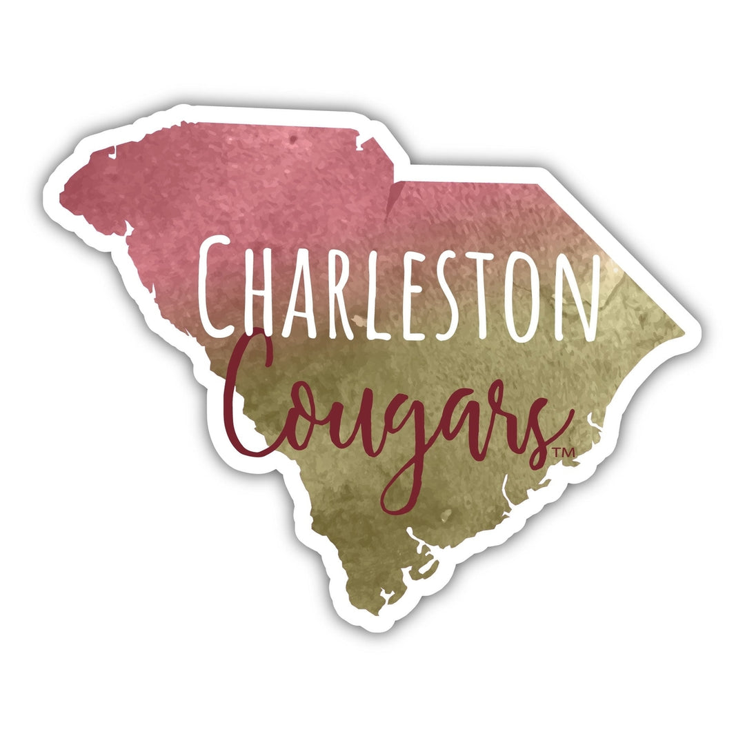 Cougars of Charleston Watercolor State Die Cut Decal 4-Inch Officially Licensed Collegiate Product Image 1