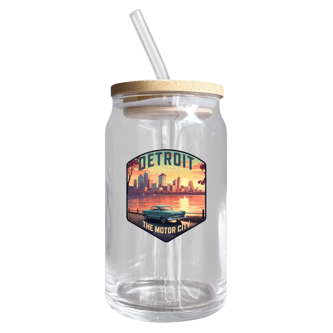 Detroit Michigan Design A Souvenir 12 oz Beer Can Glass Image 1