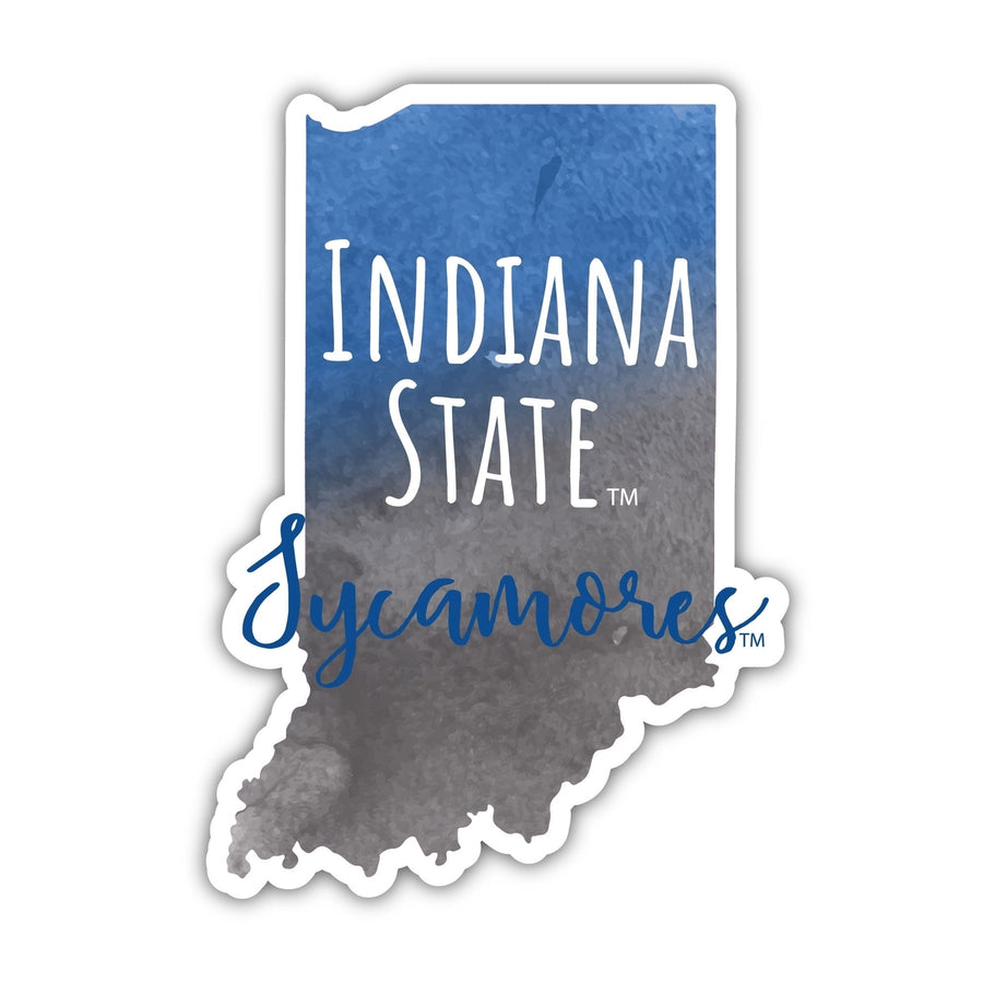 Indiana State University Watercolor State Die Cut Decal 4-Inch Officially Licensed Collegiate Product Image 1