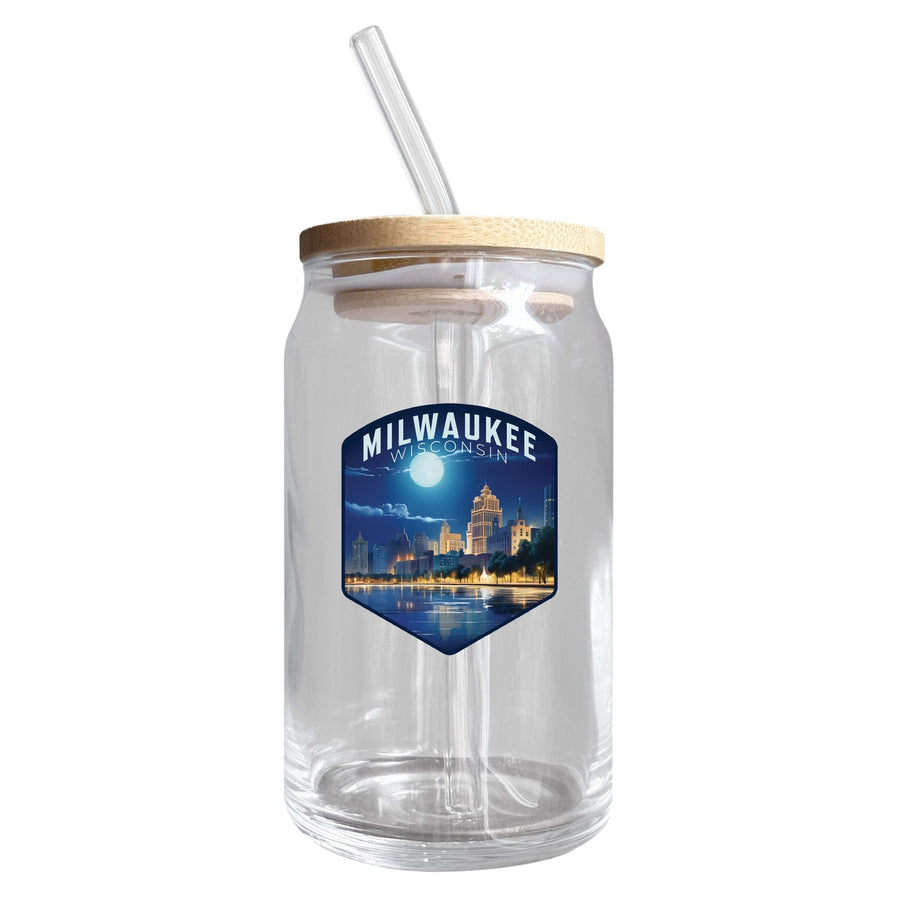 Milwaukee Wisconsin Design B Souvenir 12 oz Beer Can Glass Image 1