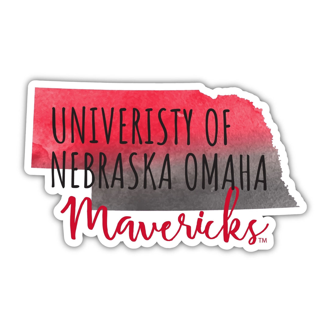 Nebraska at Omaha Watercolor State Die Cut Decal 4-Inch Officially Licensed Collegiate Product Image 1