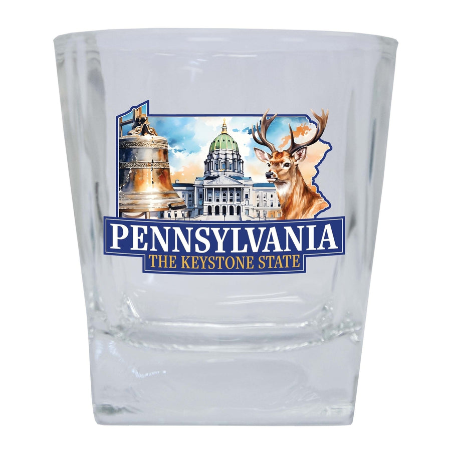 Pennsylvania Design D Souvenir 10 oz Whiskey Glass Rocks Glass Image 1