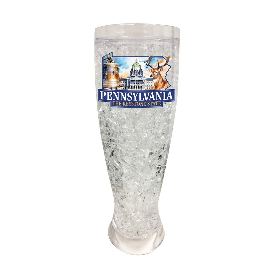 Pennsylvania Design D Souvenir 16 oz Plastic Broken Glass Frosty Mug Image 1
