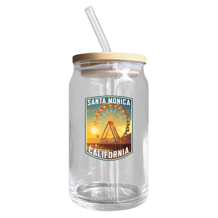 Santa Monica California Design C Souvenir 12 oz Beer Can Glass Image 1