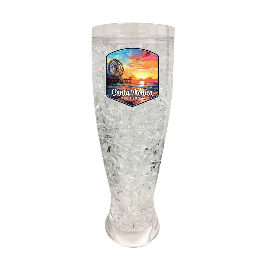 Santa Monica California Design A Souvenir 16 oz Plastic Broken Glass Frosty Mug Image 1